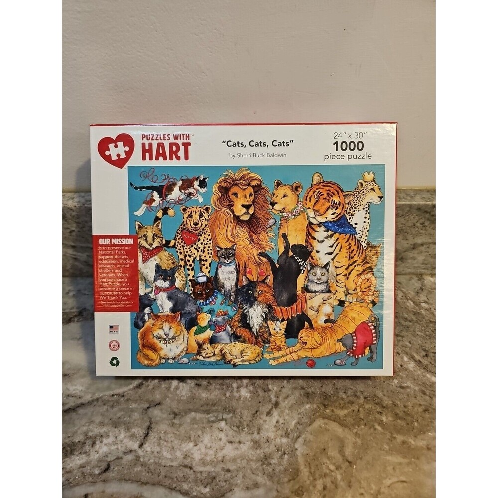 Puzzles with HART "Cats, Cats, Cats" 24 by 30 inches- 1000pc Sheri Buck Baldwin